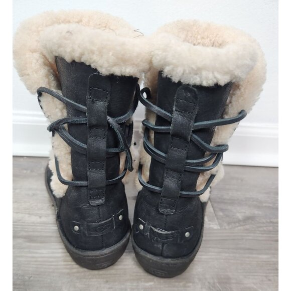 UGG Women's Sz. 8 Black Suede Akadia Stout Winter Booties - Picture 3 of 7